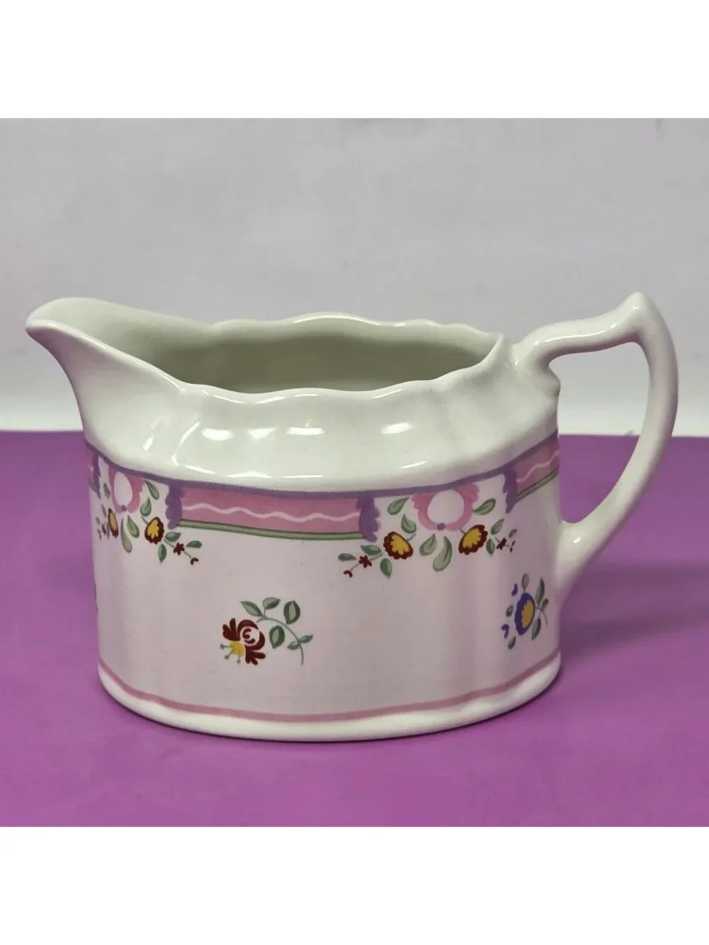 Laura Ashley Alice Creamer Pitcher Made In England‎ Floral Pink White Ceramic